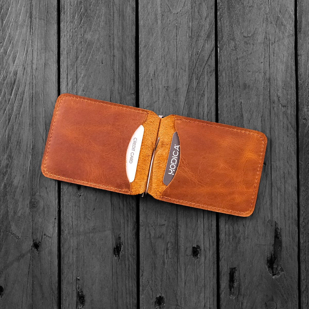 Hodica Larga - Genuine Leather Natural Money Clip Wallet