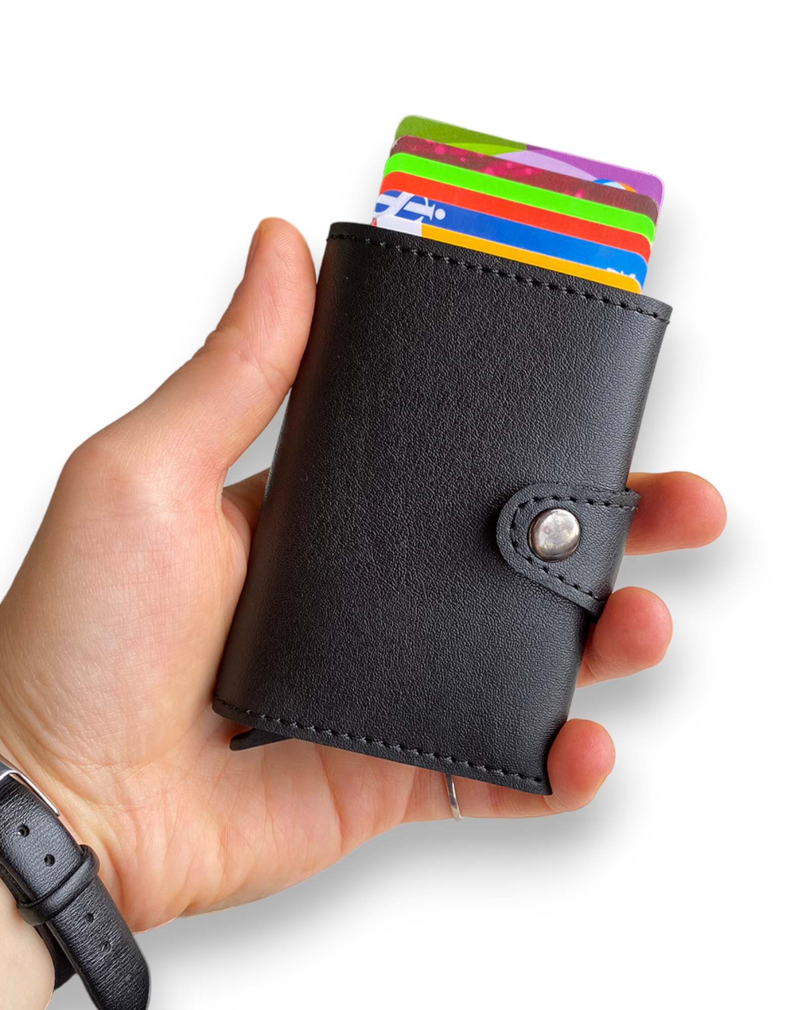 Angora - Vegan Leather RFID Mechanism Card Holder with Cash Compartment