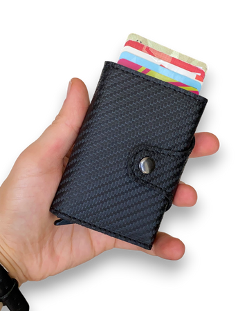 Medusa - Carbon Fiber Leather RFID Protection Pop-Up Mechanism Card Holder/Wallet