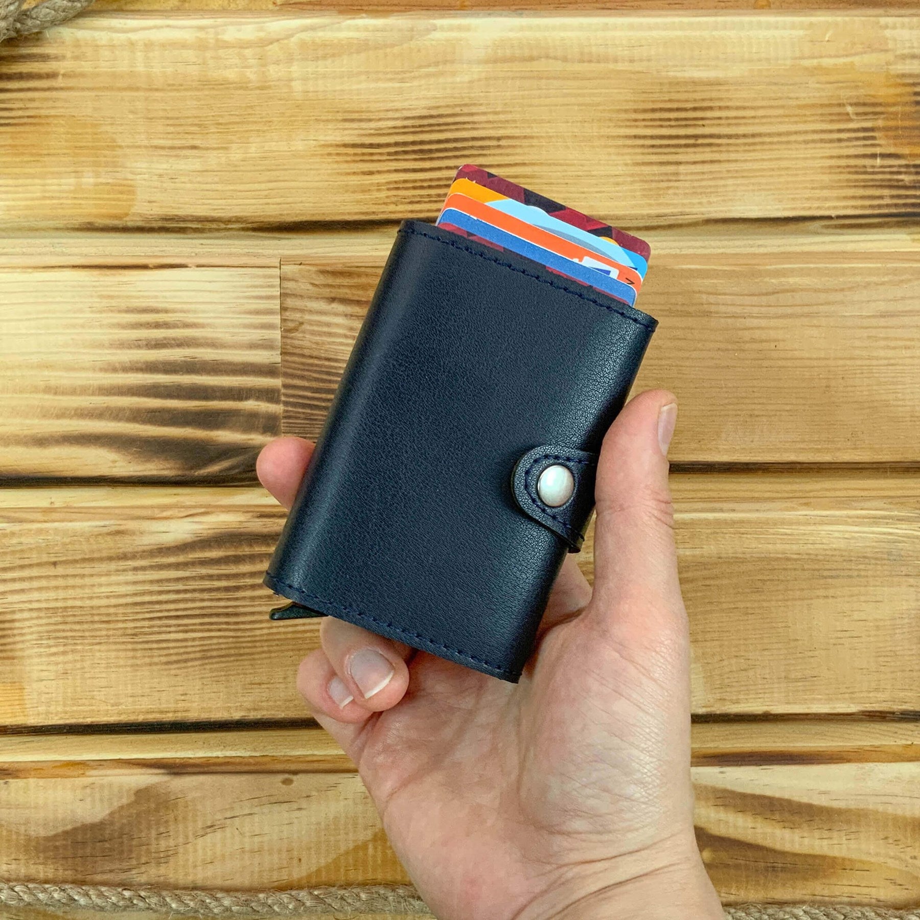 Angora - Vegan Leather RFID Mechanism Card Holder with Cash Compartment